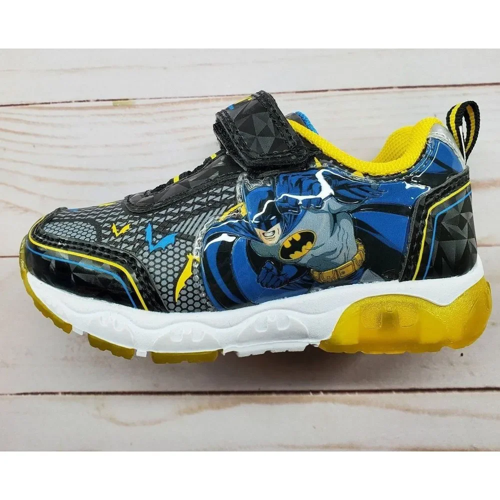 Batman Light Up Shoes Sneakers Toddler‎ Size 7 Black DC Comics Super Hero Gotham